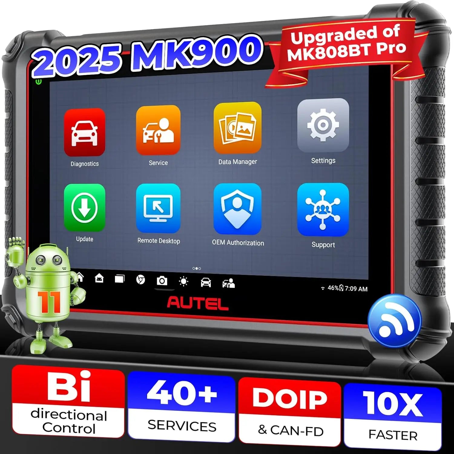 Autel Scanner MaxiCOM MK900 MX900 Bidirectional Diagnostic Tool as MK900BT Pro CAN-FD&DOIP Automotive Diagnostic Scanner FCA CM World