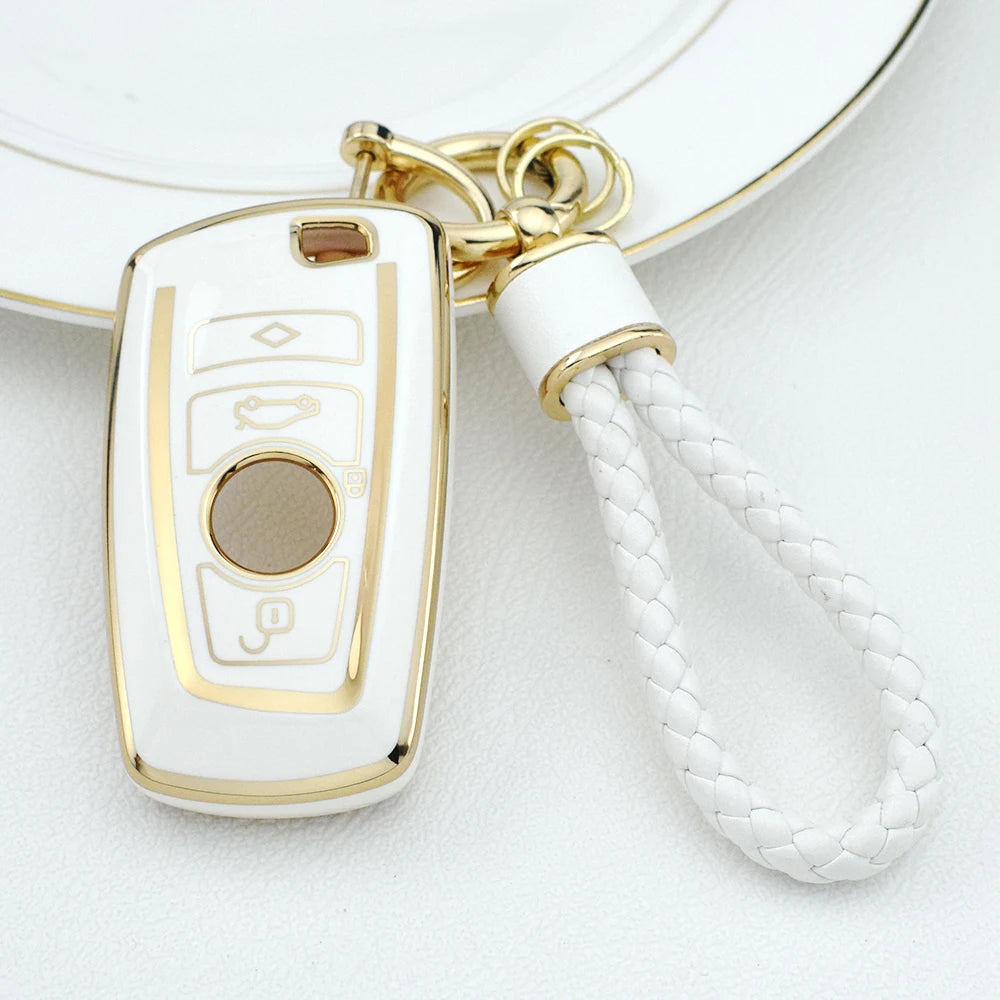 TPU Remote Car Key Case Cover Holder for BMW 1 3 5 7 Series X1 X3 X4 X5 X6 F10 F20 F30 F34 F25 F31 M3 M4 E34 Keychain