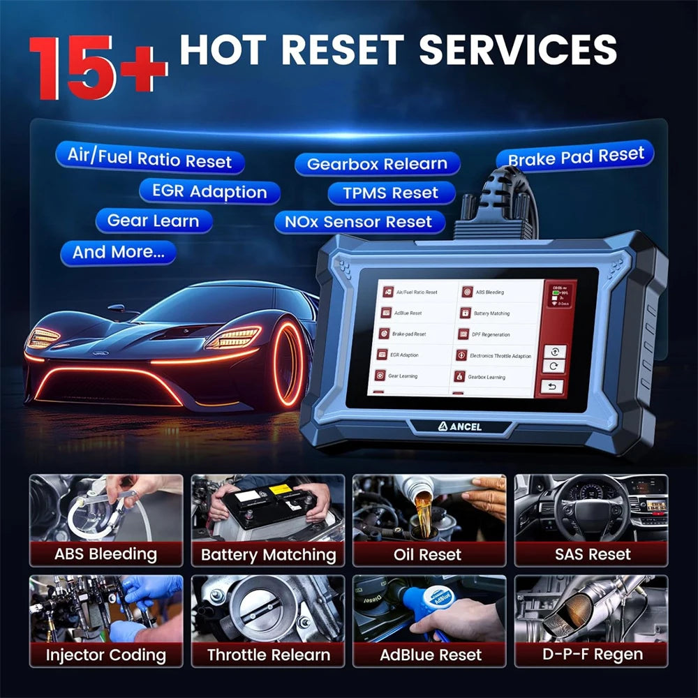 OBD2 Auto Scanner Code Reader All System Newest ANCEL DS200 DPF Regen A/F TPMS SRS ABS Oil EPB OBDII Car Diagnostic Tool Tester