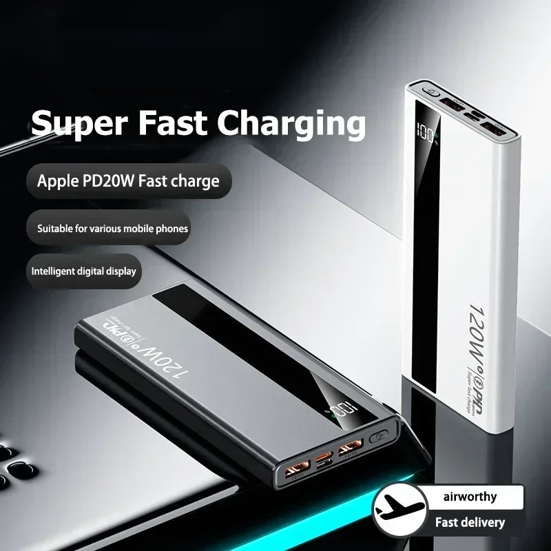 Lenovo 50000mAh Powerbank 120W Super Fast Charging Portable Battery Charger Ultra Capacity LED Digital Display For iPhone Car Mobile World