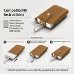 PU Leather Protective Case for Xiaomi Magnetic Power Bank 10000mAh 33W Dustproof Cover WPB1007MI External Battery Bag for Travel