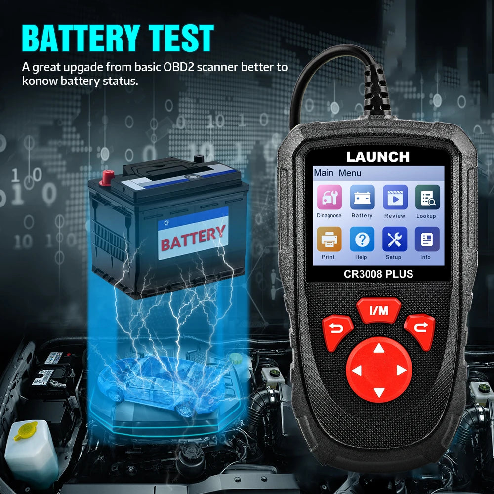 LAUNCH X431 CR3008 PLUS Car Auto OBD2 Diagnostic Tool ARM Scanner DTC Lookup Check Engine Battery Test Lifetime Free Update Car Mobile World