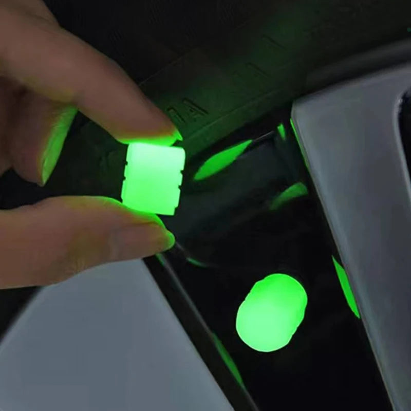 Luminous Valve Caps Fluorescent Green Blue Night Glowing Car Motorcycle Bicycle Wheel Styling Tyre Hub Universal Cap Decor 4Pcs CM World