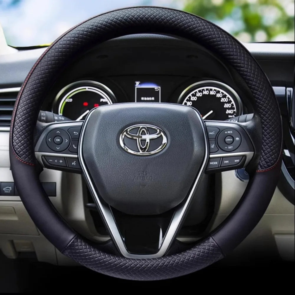 Durable Anti-Slip Car Steering Wheel Cover Microfiber Leather Steering Wheel Cover Universal Fit for Car, Truck, SUV, Van38cm CM World