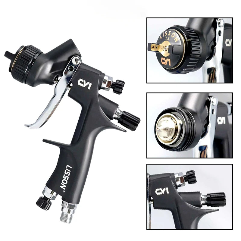 CV1 High Quality Spray Gun Lisson Car Paint Spray Gun 1.3mm Nozzle Paint Gun Water Based Air Spray Gun Airbrush CM World