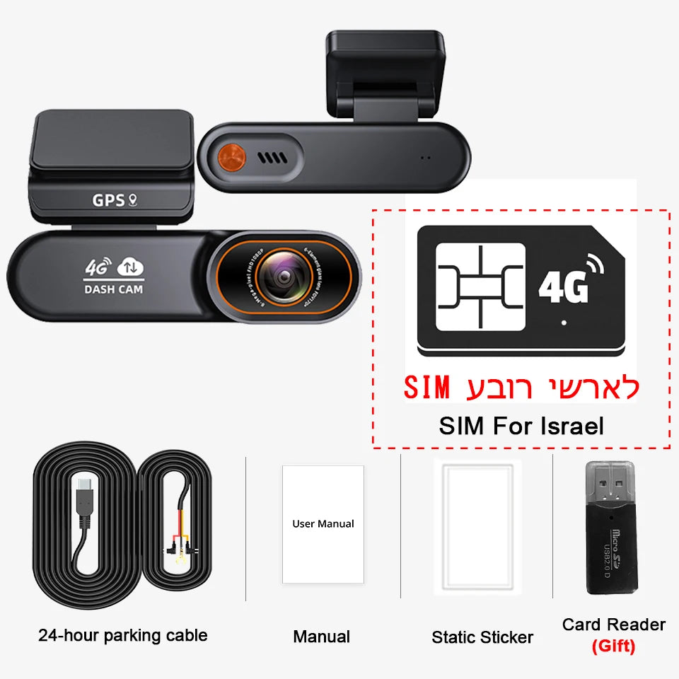 4G LTE Dash Cam Remote Real-Time Monitoring Car Security Camera Supports Cloud Storage Night Vision GPS Car DVR