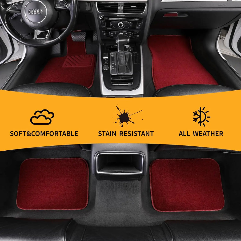 EKR 4Pcs Universal Auto Floor Mats Carpets Car Styling 0.5 inch Thick Polyester Anti-Slip Full Set Carpet Floor Mat For Car Accessories