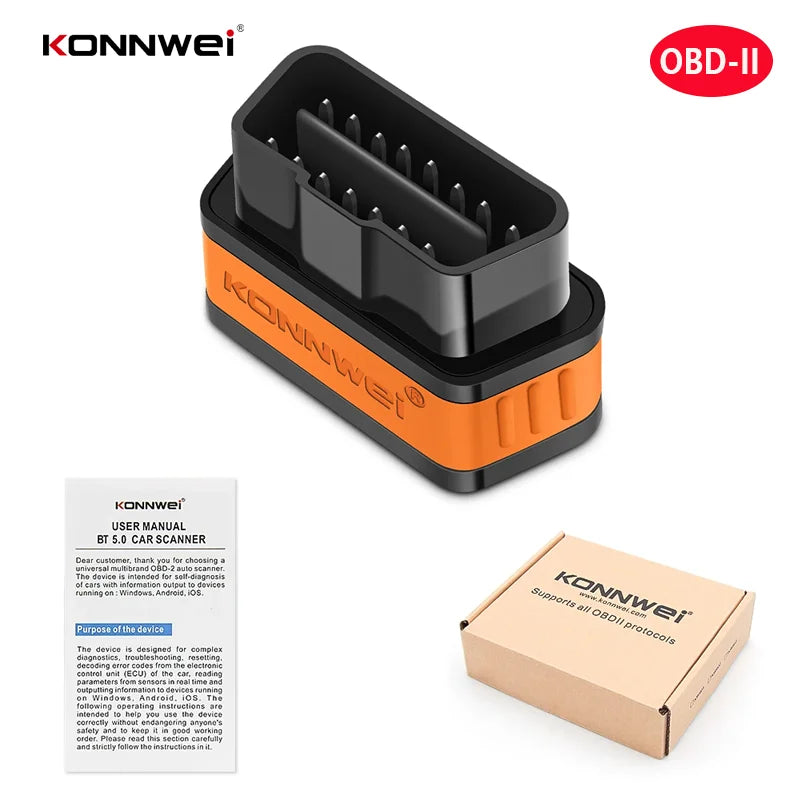 2025 New KONNWEI KW901 ELM327 V1.5 Bluetooth5.0 Car Auto OBD2 Scanner Android/IOS Car Diagnostic Tool Code Reader pk Vgate ICAR2 Car Mobile World