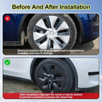 Wheel Covers 19 Inch for Tesla Model Y 2024 Hubcaps Compatible Tesla Model Y Accessories 2024 2023 2022 2021 4 Pcs Rim Protector CM World