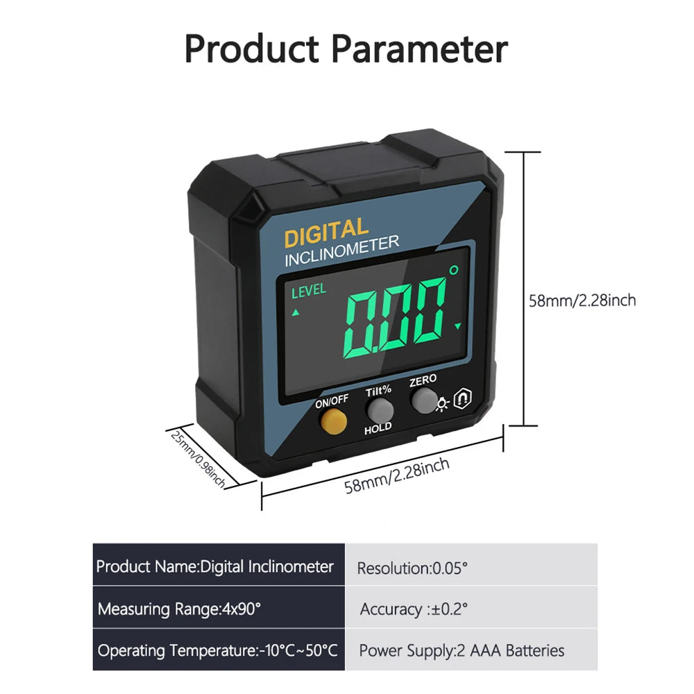 Woodworking Tools 4-sided Magnetic Dual Laser Inclinometer Digital Angle Measuring Instrument with Tilt Measurement Laser Level CM World