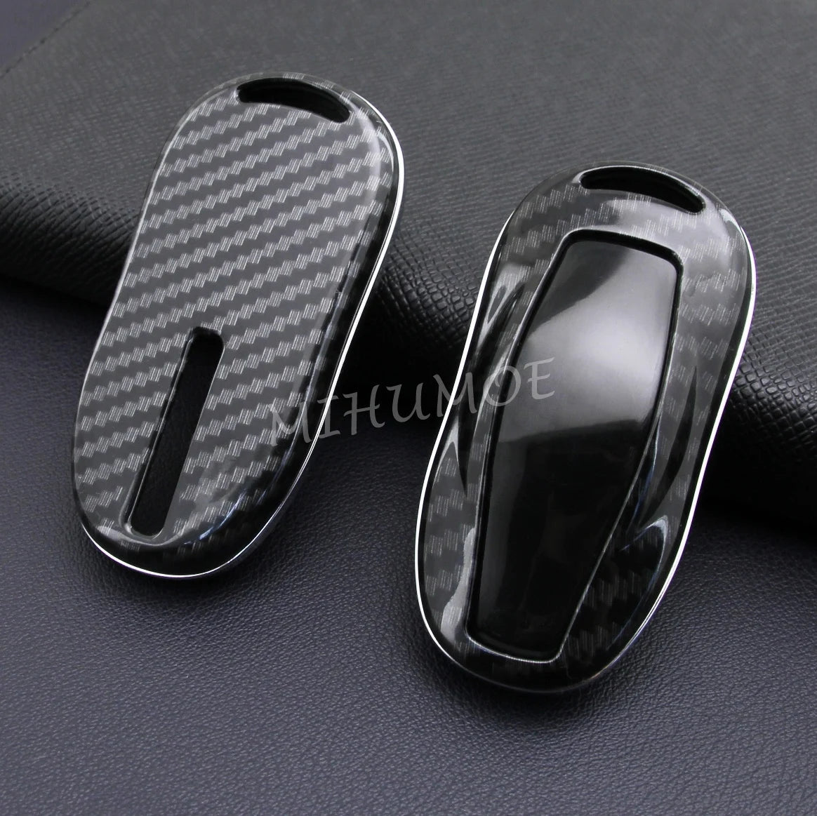For Tesla Model 3 Y S Carbon Fiber Car Key Fob Cover Case Chain Ring Shell 2018 2019 2020 2021 2022 2023 2024 CM World