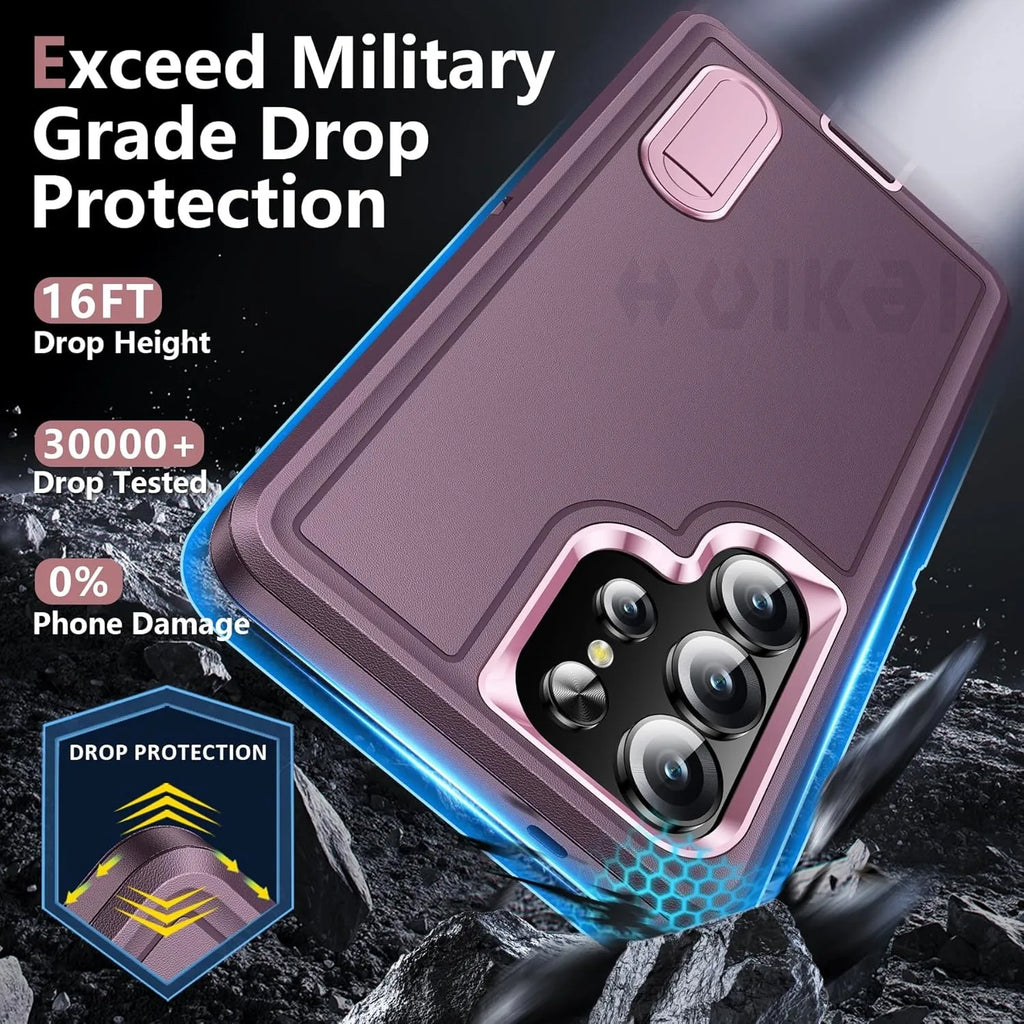 Case For Samsung Galaxy S26 Ultra S25 Edge S24 S23 A16 A56 Body 3 in 1 Shockproof Heavy Duty Anti-Scratch Rugged Kickstand Cover