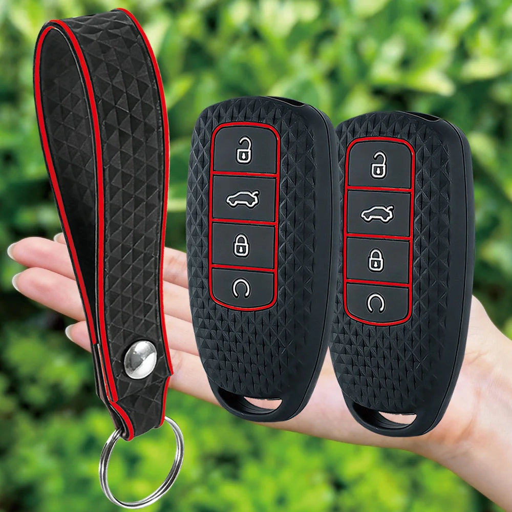 Key protect For Chery Tiggo 8 Pro Silicone Car Key Cover Case For Chery Tiggo 7 Pro 8 PLUS Arrizo 5 3 Button Key Holder Keychain