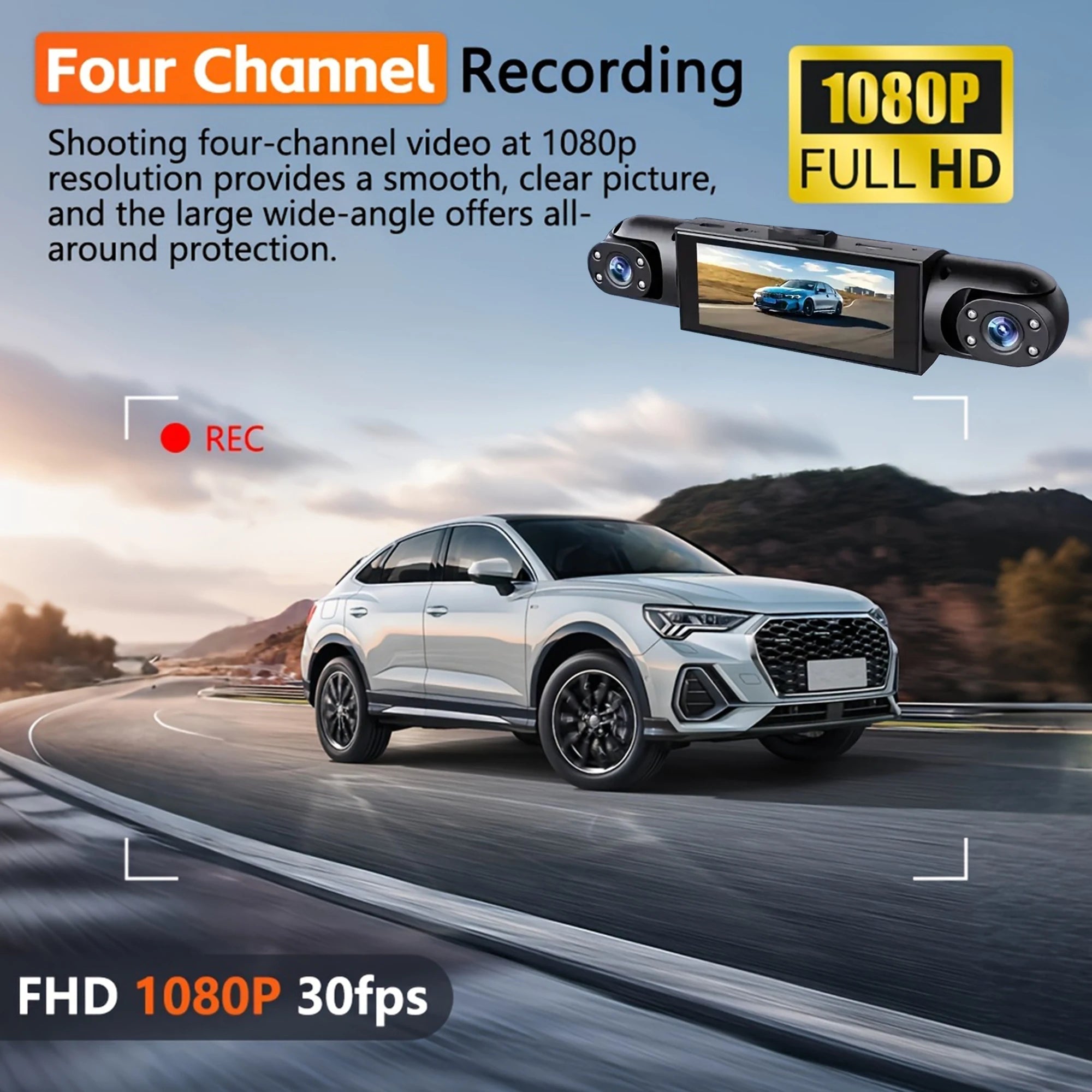 4 Channel Dash Cam 360° Car Video Recorder Black Box with Night Vision 24/7 Parking Monitor G-Sensor Loop Recording Auto Parts Car Mobile World