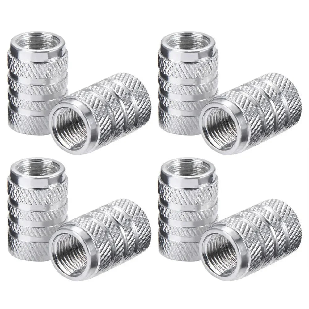 4Pcs Car Tire Valve Stems Cap Knurling Style Tire Valve Cap Aluminum Tire Wheel Stem Air Valve Cap car Universal accessories CM World