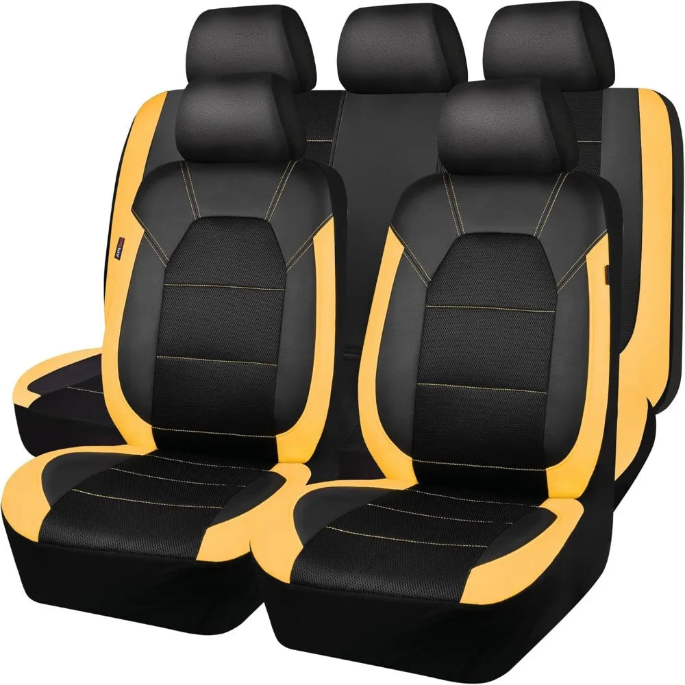 PU Leather Car Seat Cover Waterproof Quilted Seat Cushion Cover Full-Wrapped Sandwich Stitching Universal Car Seat Cover