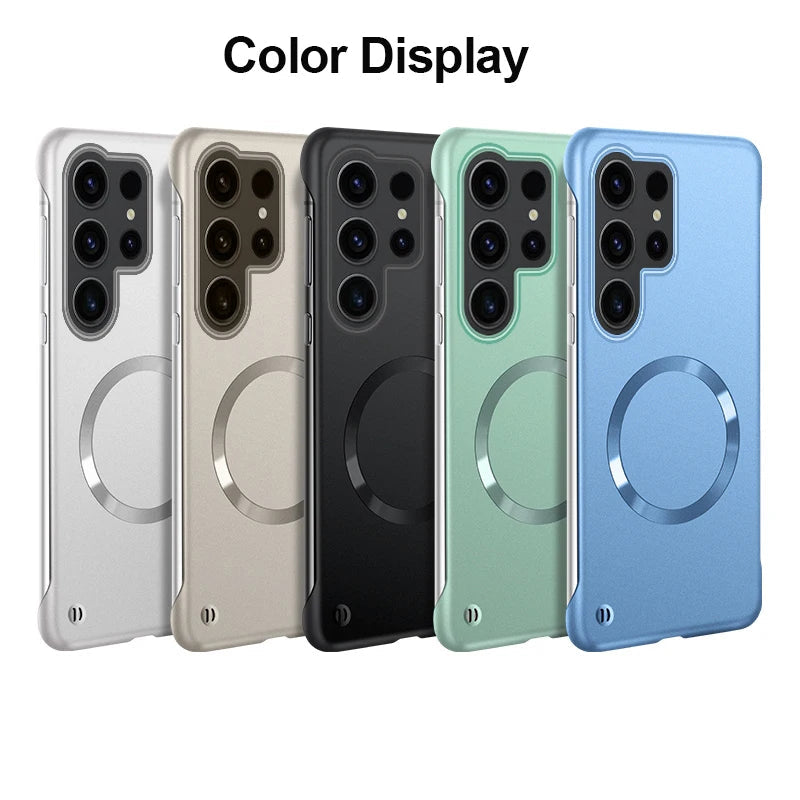 Luxury Ultra Thin Metallic Paint Skin-friendly Frameless Case For Samsung S26 Ultra S25 S24 S23 Plus for Magsafe Anti-drop Cover