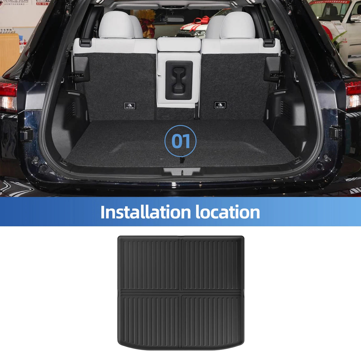 for Mitsubishi Outlander 2023-2024 Car Floor Mats Car Accessories Cargo Liner Trunk Mat Protection Pad Only Fit Right Rudder