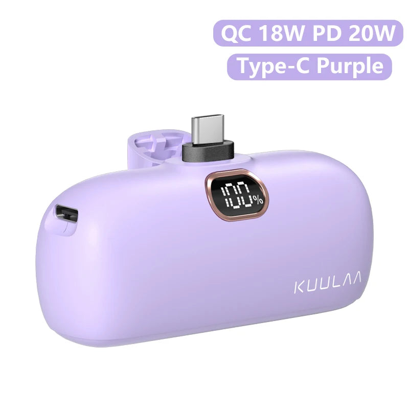 KUULAA Mini Power Bank 5000mAh PowerBank QC PD Fast Charging For iPhone 15 14 13 Batterie Externe Portable Charger For Xiaomi Mi Car Mobile World