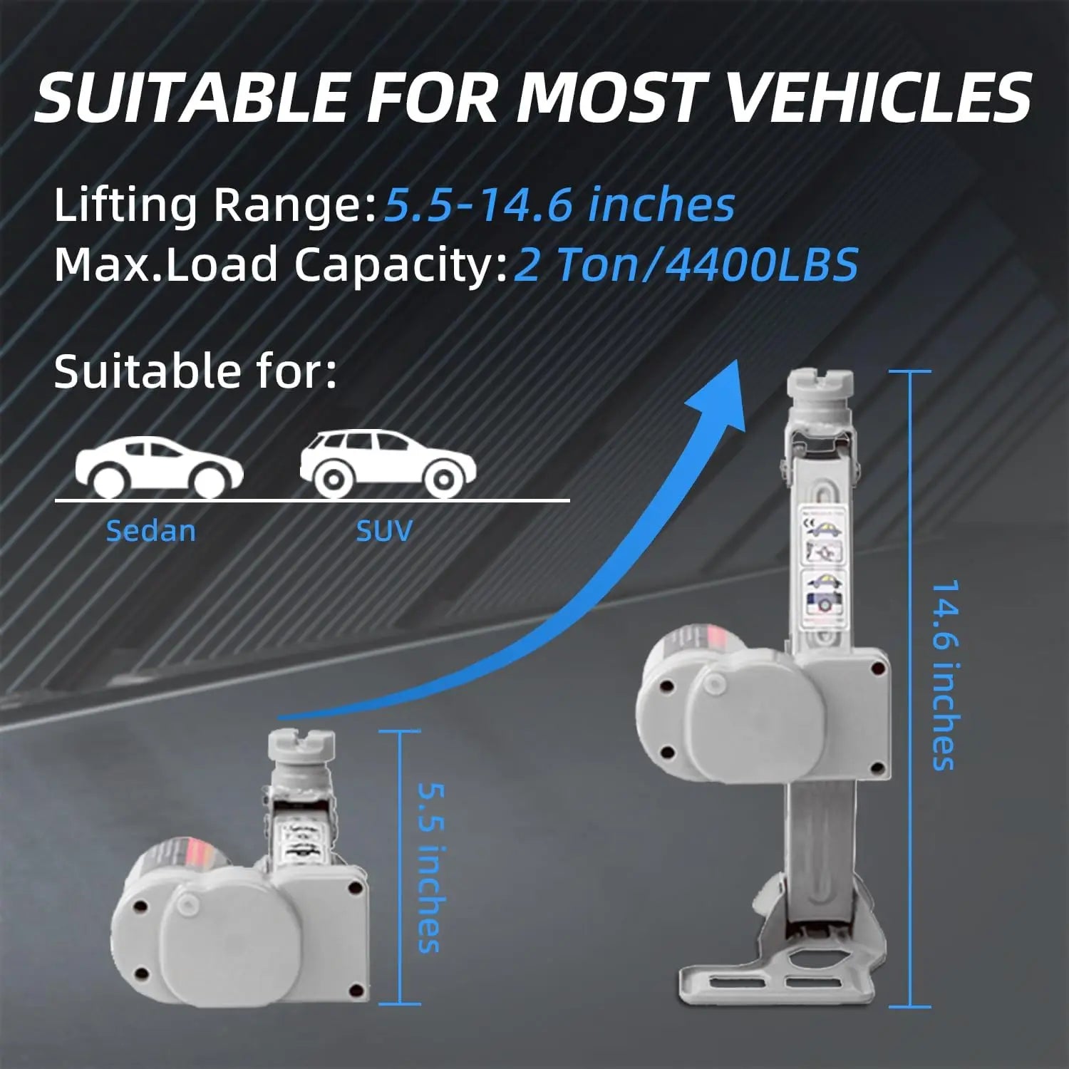 2-Ton Electric Car Jack with Remote Control - Automatic Vehicle Lift Kit for Roadside Tire Changes on Sedans and SUVs CM World
