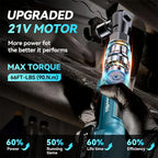 SEESII 21V Cordless 3/8" Electric Ratchet Wrench 90NM Electric Wrench 3" Extended Ratchet Wrench 200RPM Power Car Repair Tools