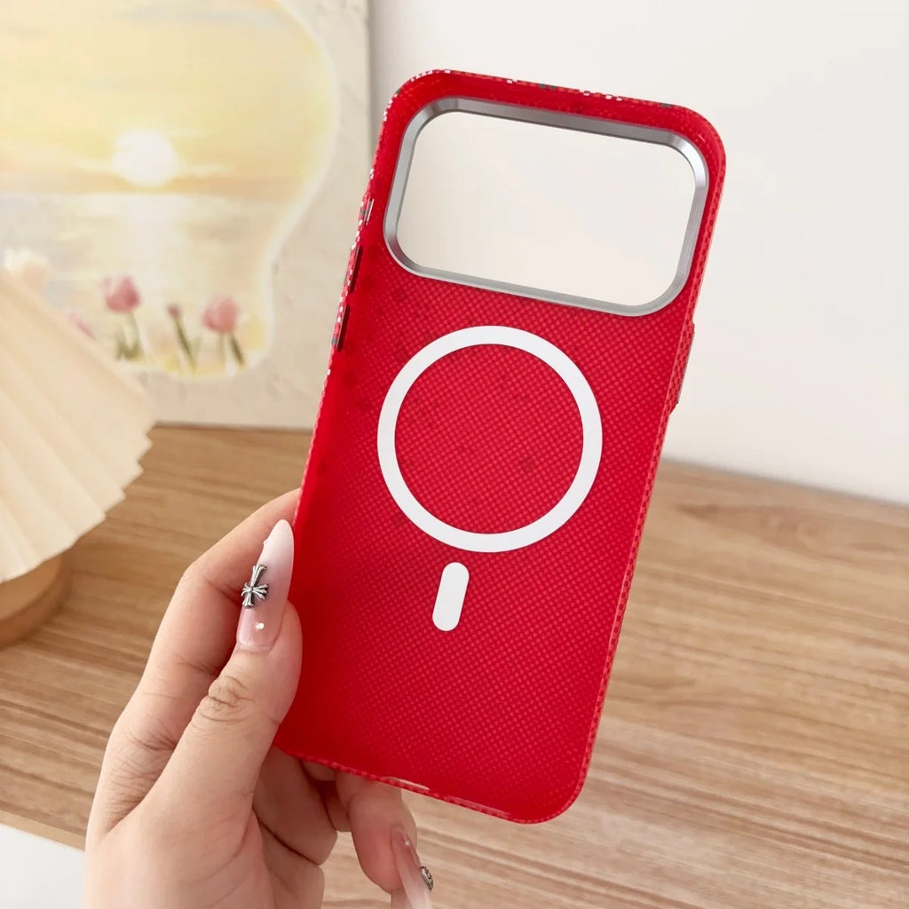 Luxury Cherry Blossom Kevlar Pattern For Magsafe Slim Case For iPhone 18 17 Air 16 15 14 13 Pro Max Magnetic All-inclusive Cover