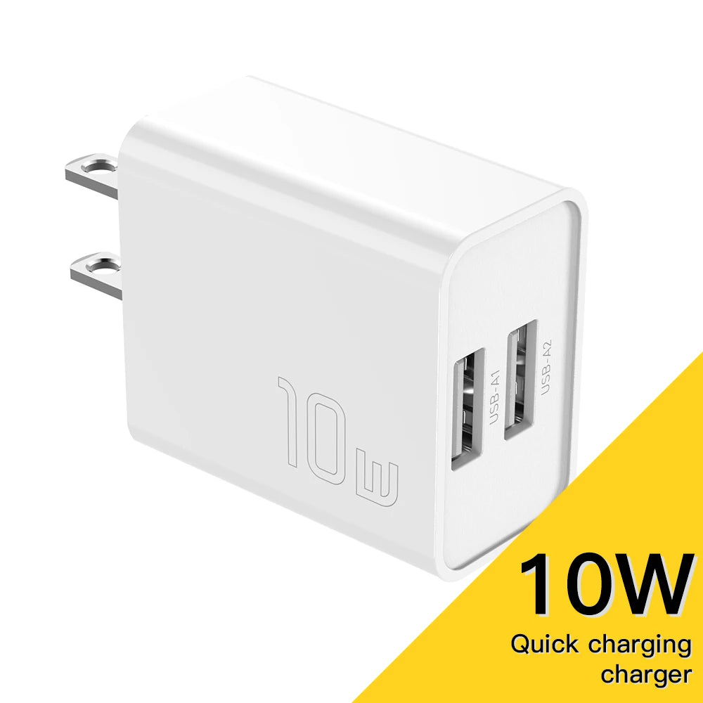 Essager Phone Charger Dual USB 10W US Charger Plug Portable Travel Wall Charger Adapter For iPhone 14 13 Pro Max Xiaomi Huawei