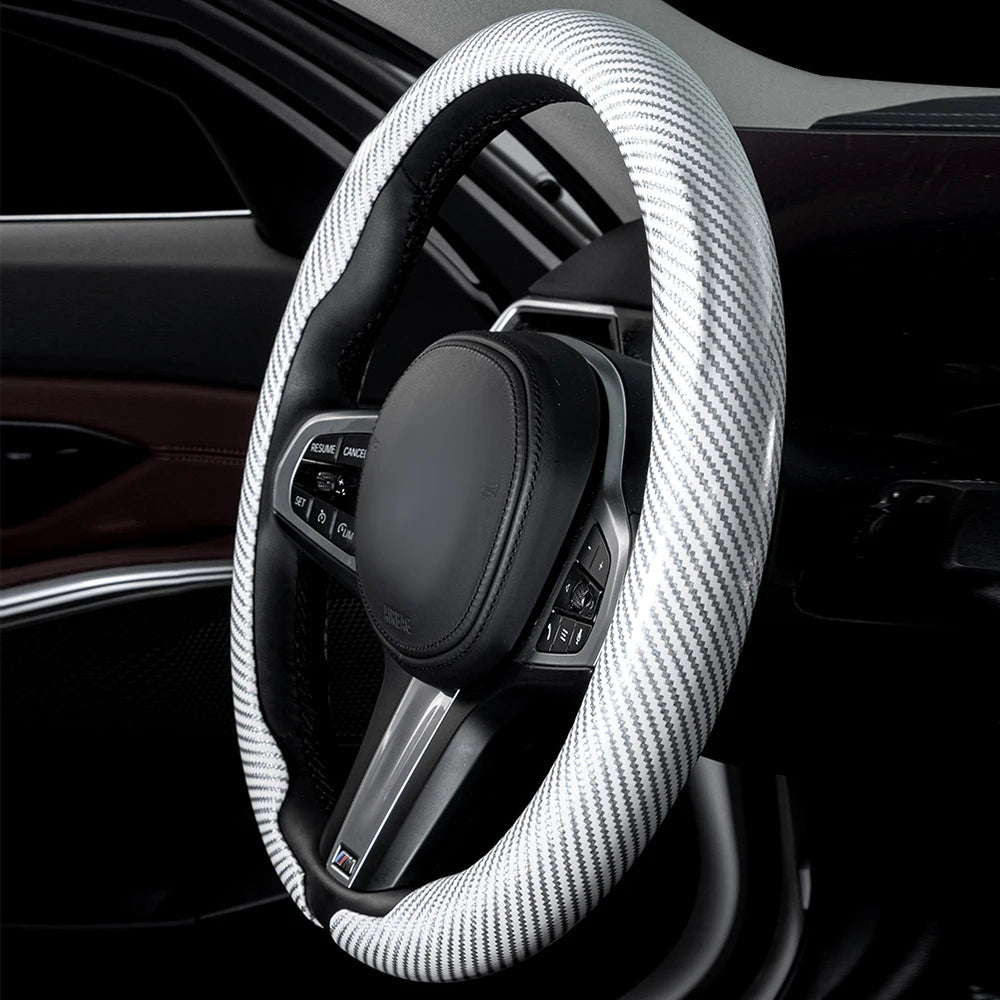 Steering Size 36-38cm Universal Non-slip D-shaped Round Breathable Car Steering Wheel Cover Protector Suitable Auto Accessories CM World
