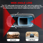4K Car Dash Cam WiFi 2160P Rear View Reverse Camera 24H Parking Monitor Dual Channel DVR Recorder Night Vision Ultra HD Clear Car Mobile World