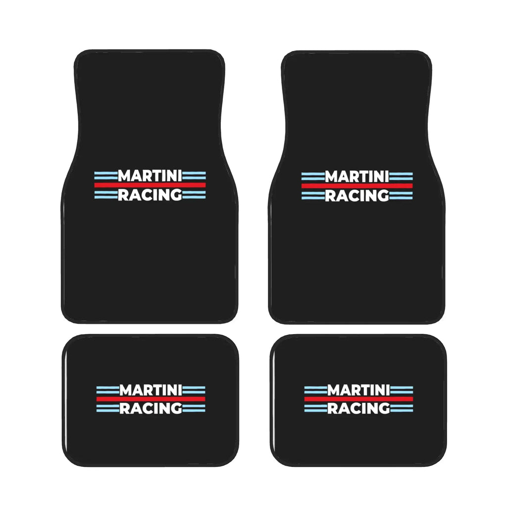 Martini Racing Car Floor Mat Set Includes Four Pieces For Full Coverage Across Front And Rear Fits Well With Modern Or Classic V