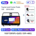 12.3" 2 Din Android Car Radio Multimedia DVD Player For Toyota Land Cruiser Prado 150 2018-2023 Navigation GPS Carplay Head Unit CM World