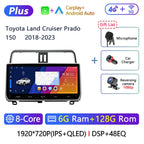12.3" 2 Din Android Car Radio Multimedia DVD Player For Toyota Land Cruiser Prado 150 2018-2023 Navigation GPS Carplay Head Unit CM World