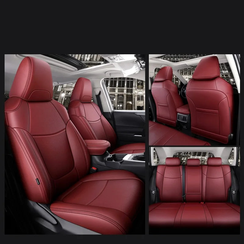 Custom Fit Car Seat Covers Accessories 5 Seat Full Set Middle Perforated Genuine Leather for Toyota RAV4 Corolla CHR Prius Camry CM World