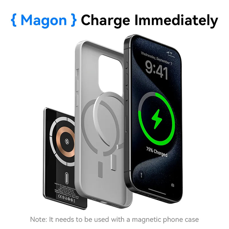 KUULAA Magnetic Power Bank 5000mAh Magnetic Wireless Phone Charger External Battery 20W Fast Charging For iPhone 17 16 PowerBank Car Mobile World