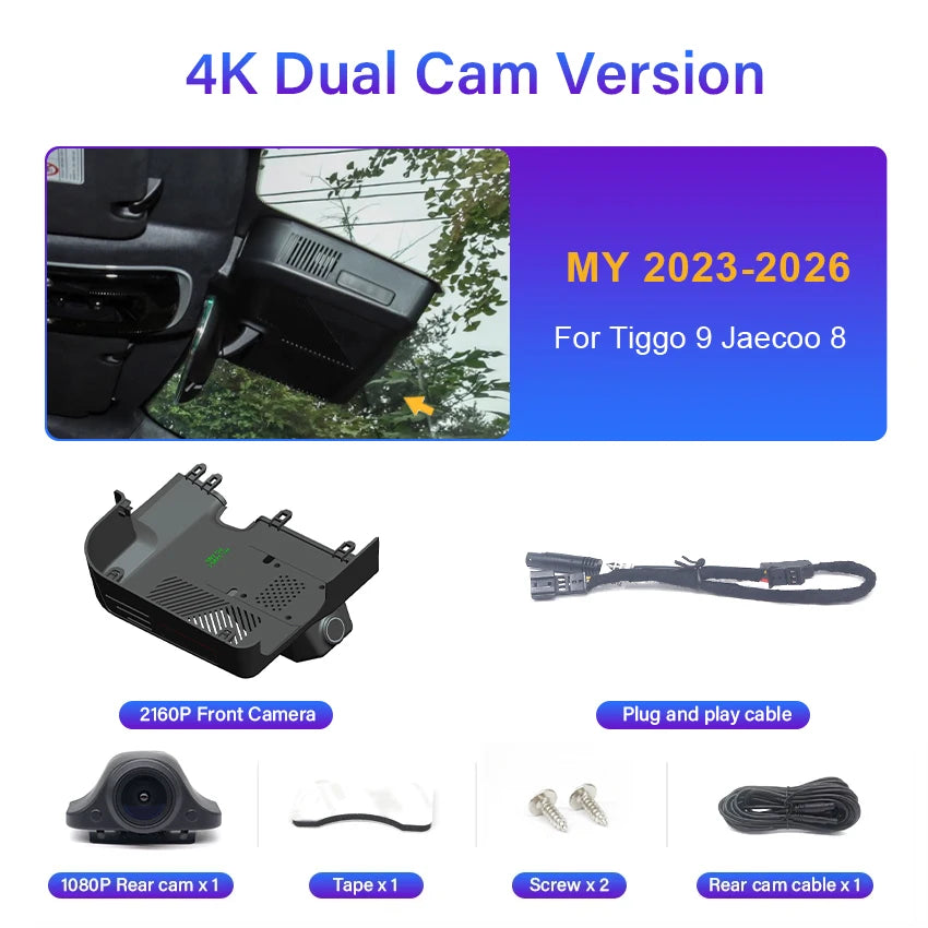 New! Dashcam For Chery Tiggo 9 Jaecoo 8 J8 Chery Fulwin T10 2023-2026 Car Dash Cam Camera DVR Wifl Plug And Play Video Recorder Car Mobile World