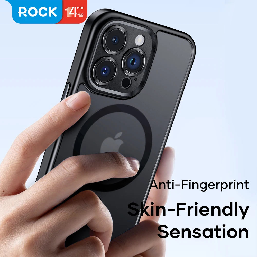 ROCK Translucent Magnetic Case for iPhone 15 Pro Max Matte Anti-Fingerprint Hard Cover for iPhone 15 Pro Compatible with MagSafe