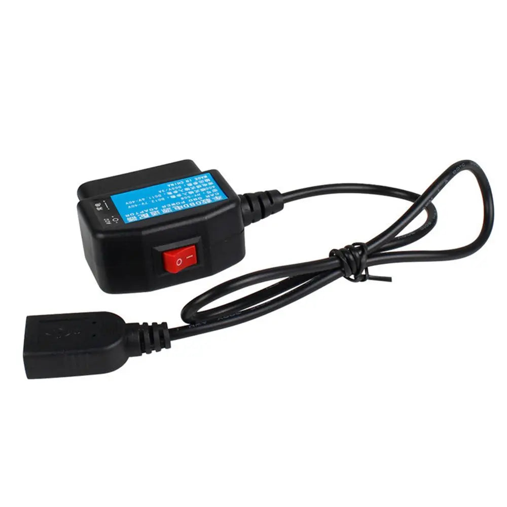 24 Hours Parking Monitoring 5V 3A USB Car Charge Cable OBD Hardwire Kit with Switch Wire For Dash Cam Camcorder Vehicle DVR