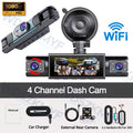 4CH Dash Cam FHD 1080P WiFi Video Recorder Car DVR 3Cam Night Vision Front left right Rear Black Box 24H Parking Loop Recording