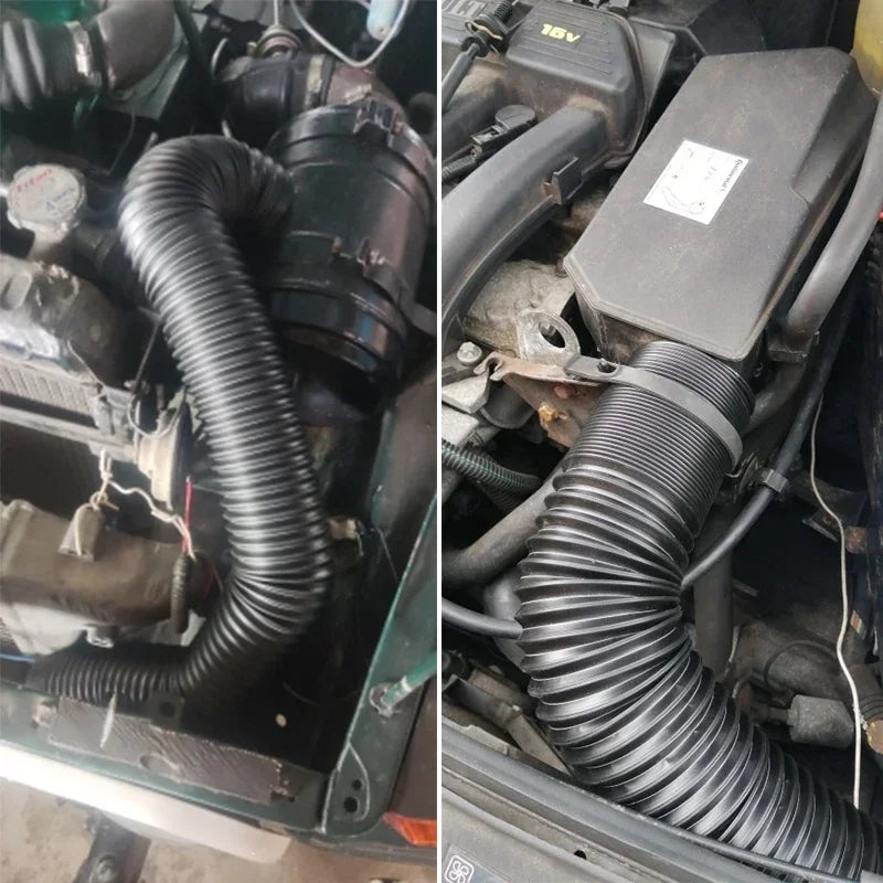 1Pc Automotive Air Conditioning Filter Intake Pipe Kits 76/63/51mm Steel Wire Corrugated Air Intake Telescopic Duct Hose Engines