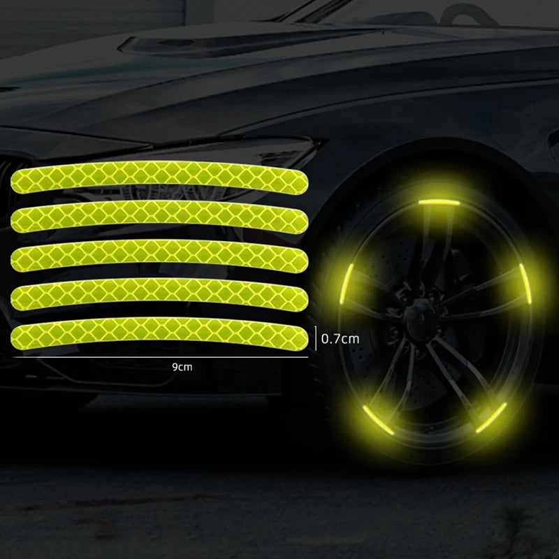 20PCS Reflective Stickers For Car Wheels Night Fluorescent Tire Safety Warning Stickers Personalized Decorative Car Stickers Car Mobile World