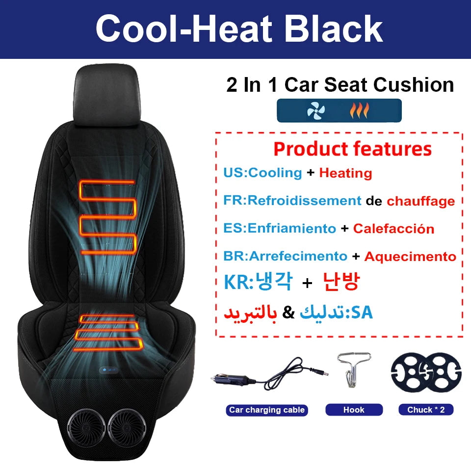 Car Ventilated Seat Cover, Universal Fit Cushion, Cool & Heating 2-in-1,Breathable Comfortable Cool Down Pad for Summer