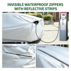 Car Cover For Tesla Model Y Car Cover Waterproof All Weather with Ventilated Mesh Charge Port Opening Zipper Door Trunk Opening