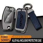 New Auto TPU Zinc Alloy Key Case Bag For Ford Fiesta Logo Car Key Chain Car Metal Key Shell Car Interior Decoration Accessories CM World