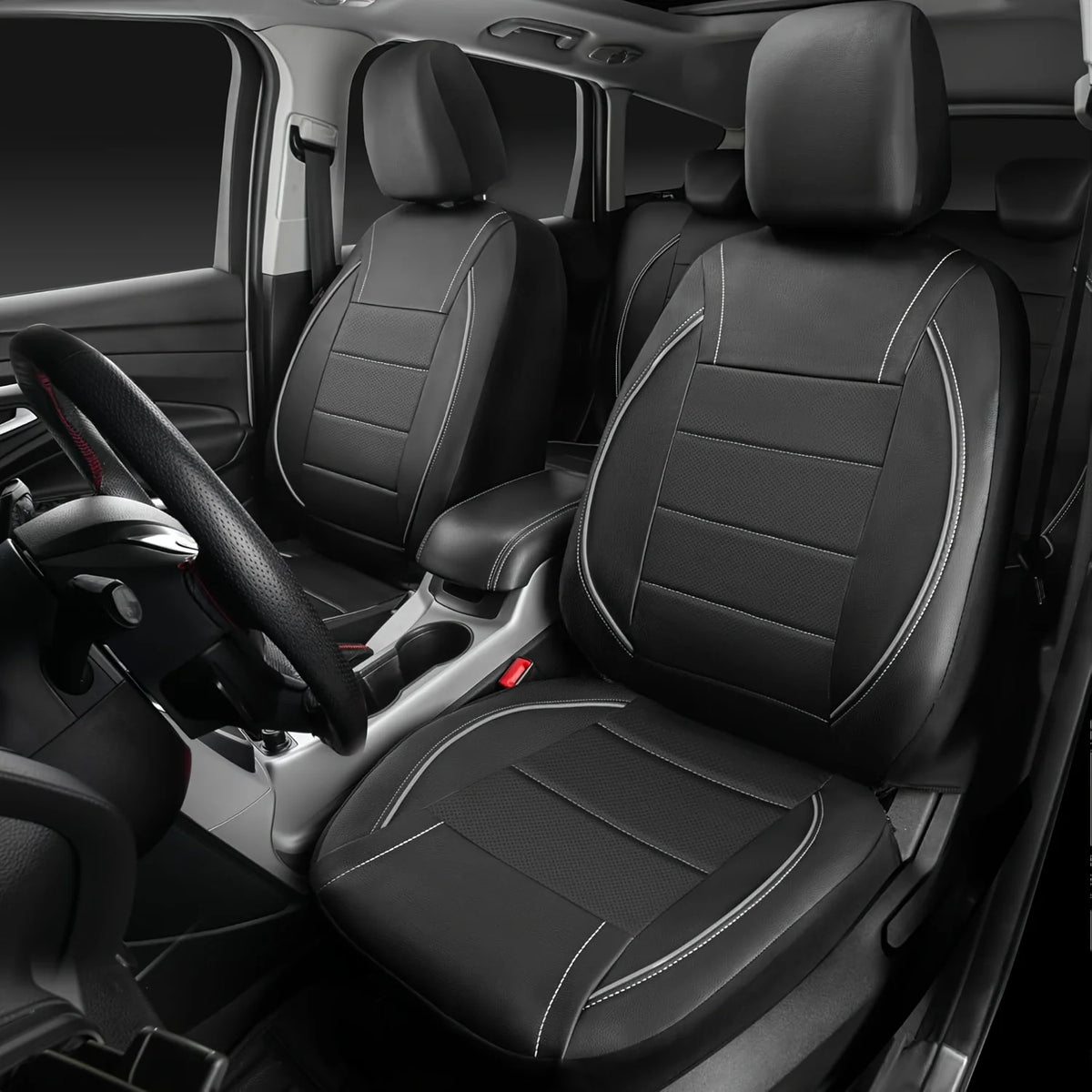 Universal Leather Car Seat Covers Simple Style Breathable  Full Set or Front Pair