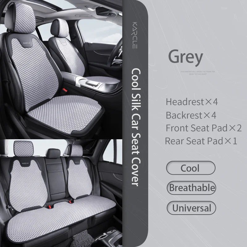 Universal Ice Silk Car Seat Covers Breathable Car Seat Covers Full Set Sweat Absorption Auto Seat Cushion Pad Car Accessories CM World