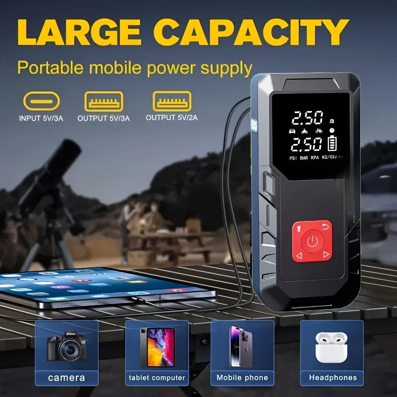 POWNYM Car Jump Starter, 12V Auto Battery Booster, Up to 5.0L Gas/4.0L Diesel Engines, Portable Power Bank with Dual USB Ports