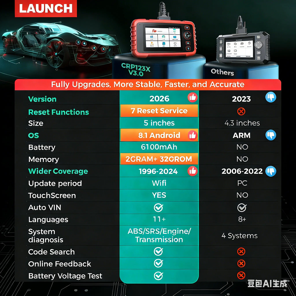 Launch CRP123X V3.0 Car Scanner OBDII Scanner Auto Diagnostic Tools OBD2 Scan Tools Car System Diagnosis Reset Services Car Mobile World