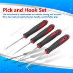 4PC Professional Seal Hook Kit - Heavy Duty Oil Screwdrivers w/Ergonomic Grip for Auto Repair/Plumbing, Mechanics Tool Set CM World