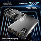 50000mAh Power Bank For Xiaomi iPhone Samsung 66W Super Fast Charging For 22.5W  Built-in 4 Cables Portable Digital Powerbank Car Mobile World