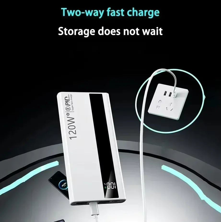 Lenovo 2027 NEW 500000mAh CCC 120W Portable Powerbank Super Fast Charging Battery Charger LED Digital Display For Xiaomi